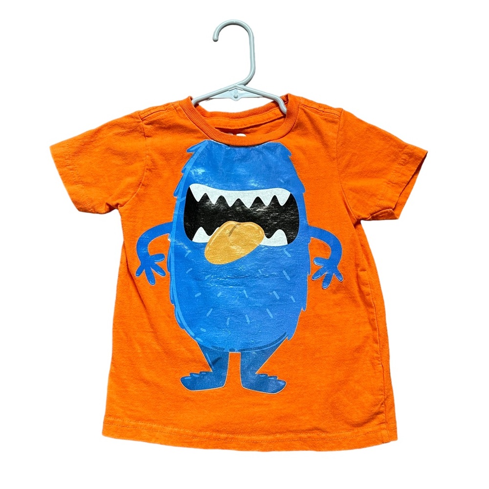 CD Mini 3T boys graphic tee orange color with monster crew neck